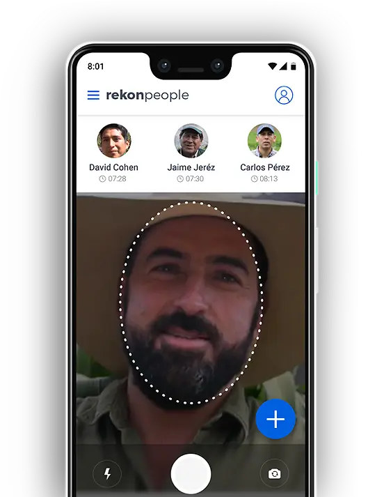 RekonPeople app en uso — reconocimiento facial